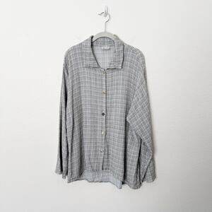 [Habitat] Gray Rainbow Thread Crinkled Lagenlook Button Down Shirt Size Medium M